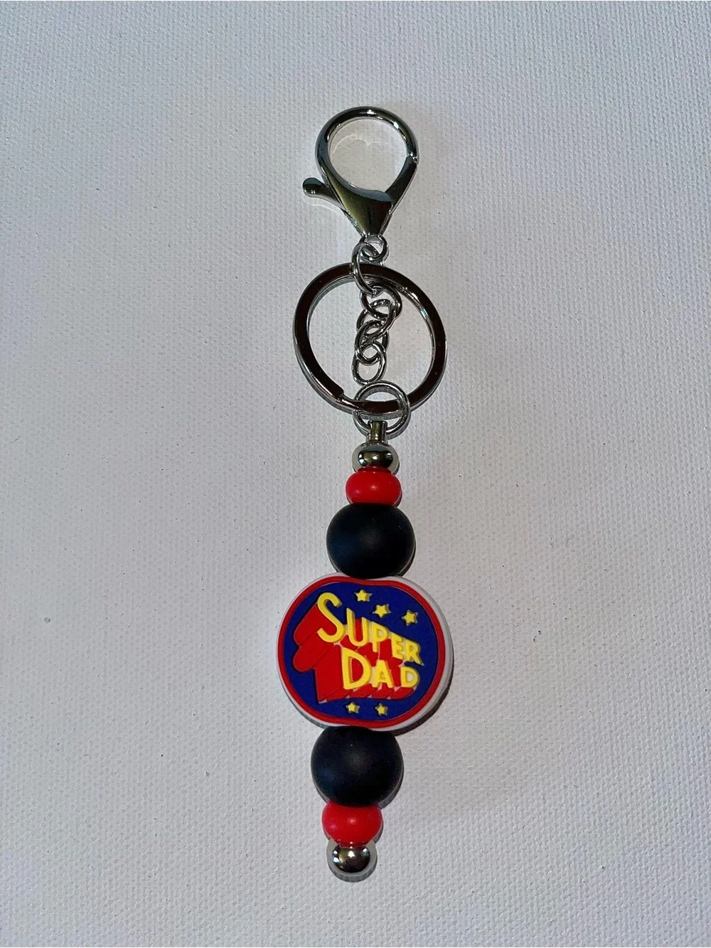 Super Dad Keychain Card Holder - Red, Blue, Yellow & Black
